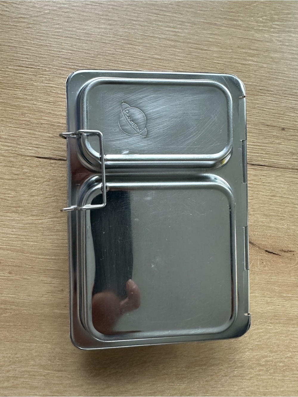 Metal Two-Compartment Lunch Box - Silver Stainless Steel